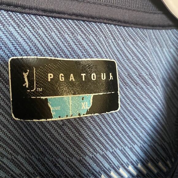 PGA Tour‎ Polo Shirt Blue Striped Short Sleeve Stretch Athletic Men's XL - Picture 5 of 7